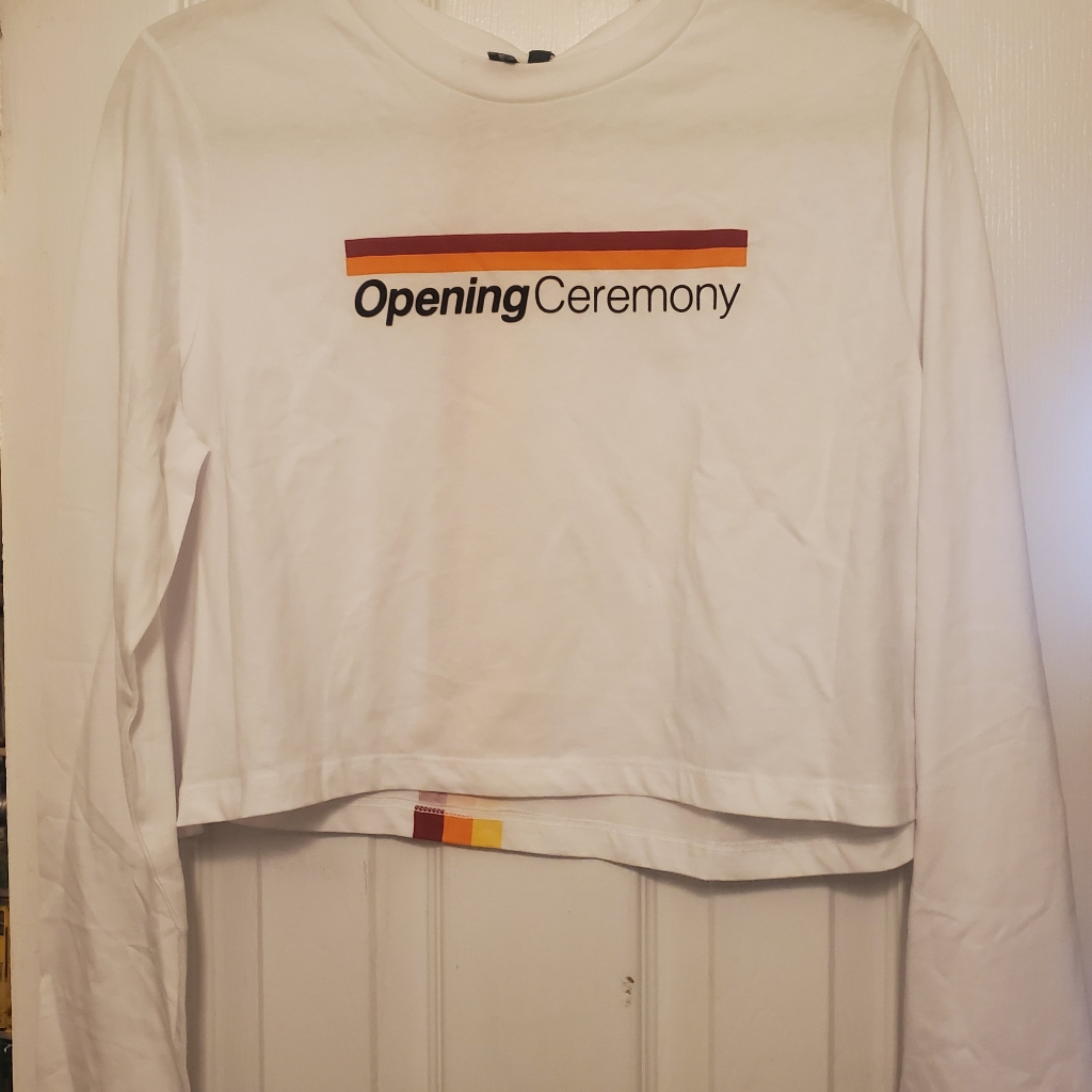 Opening Ceremony Long Sleeves Cropped Logo Tshirt